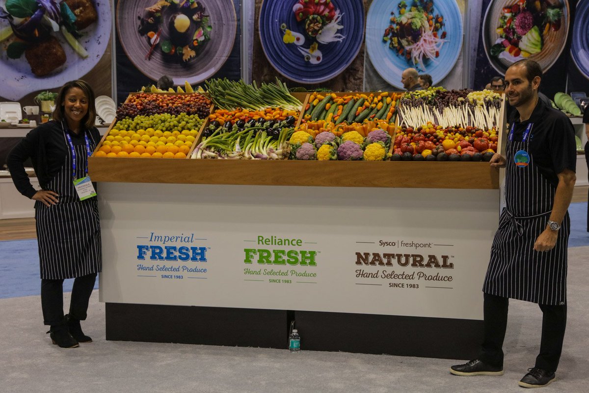 Sysco's tweet photo. Put more plants on the plate. Learn about Sysco’s approach to sourcing local produce and inspiring healthy eating at #nrashow18 #freshpoint #syscoproduce https://t.co/bnZS9dvIiu