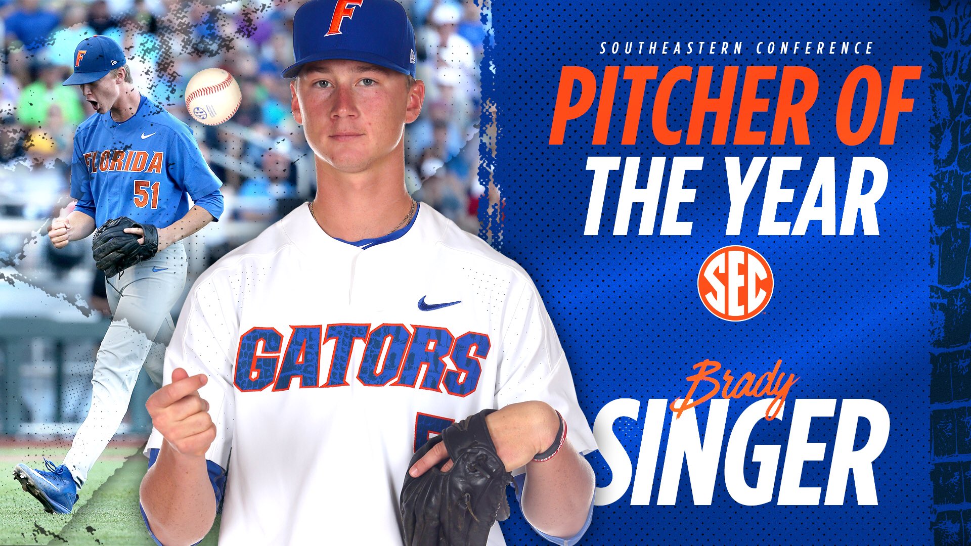 Florida Gators Baseball on X: He led the @SEC in wins (10) and earned run  average (2.25) in 2018 and he's the third #Gators pitcher t be named SEC  Pitcher of the