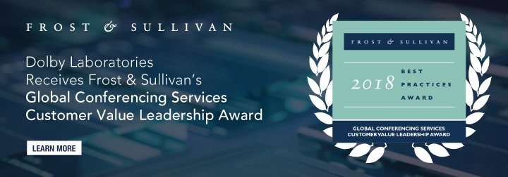 Frost_Sullivan's tweet image. .@Dolby’s award-winning #conferencetech makes your meeting experiences better. Read why they earned the 2018 Customer Value Leadership Award bit.ly/2It0mK2