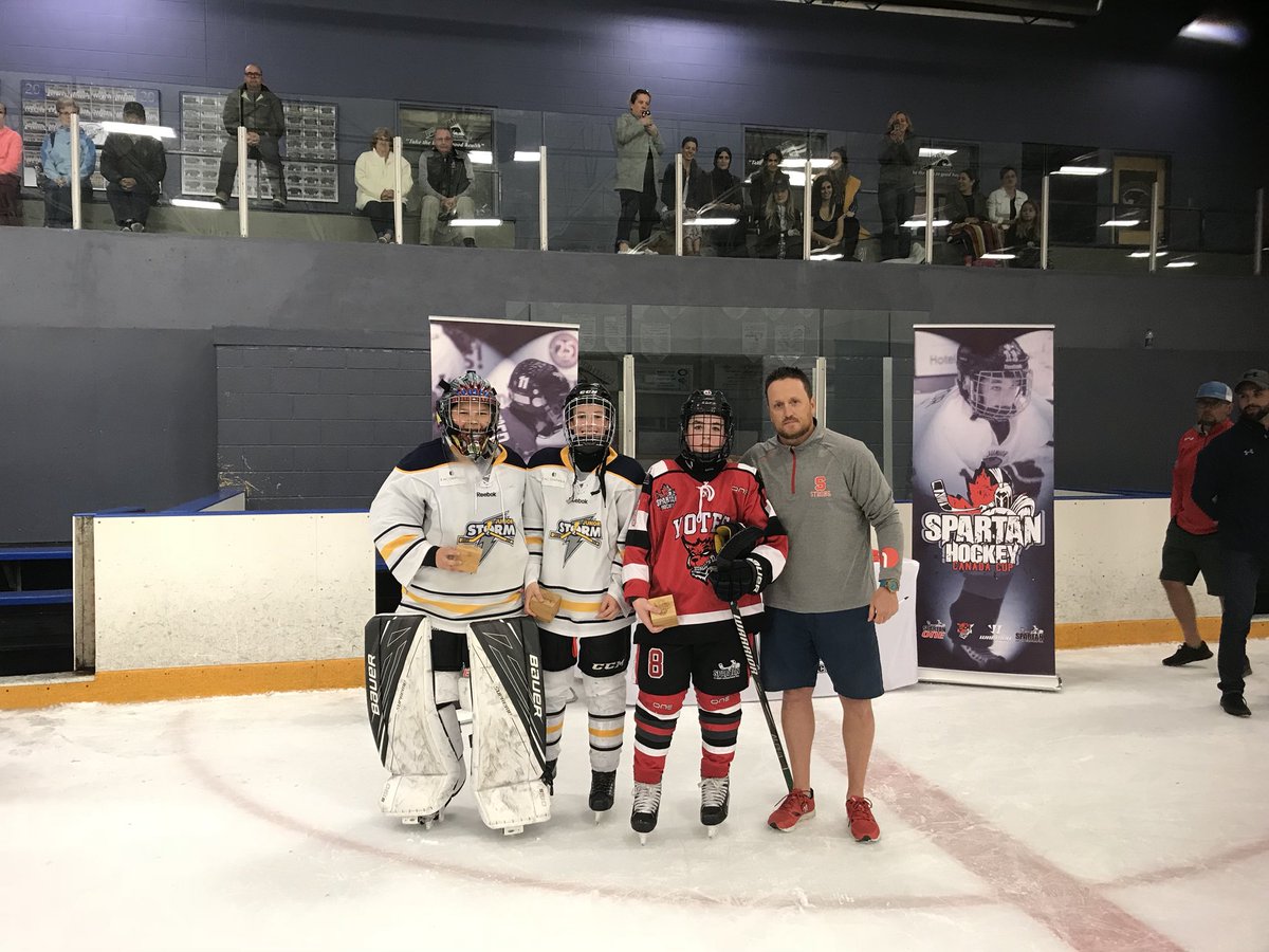 SpCanadaCup's tweet photo. Congrats to 2006 Jr Storm on winning the shield at the Spartan Canada Cup in overtime!! What a game!!! @spartanhkyinc https://t.co/acPRWWJlvB