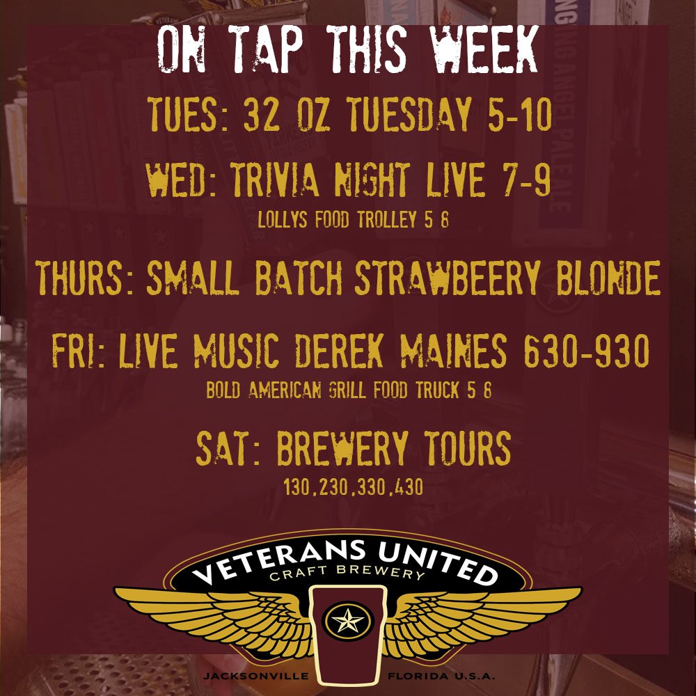 VUbrew's tweet photo. Check on what's on tap this week! We can't wait to see you! #VUBrew #craftbeer #livemusic #trivia https://t.co/UiACqnPTmR