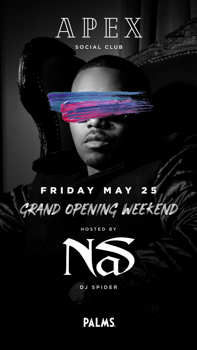 12amRun's tweet photo. Memorial Day Weekend in Vegas?? Join us at the Grand Opening of @apexsocialclub at the @palms THIS FRIDAY, hosted by @nas. #theviewhaschanged #12amrun #Nas #XIIAM https://t.co/NFb6Ifq11M