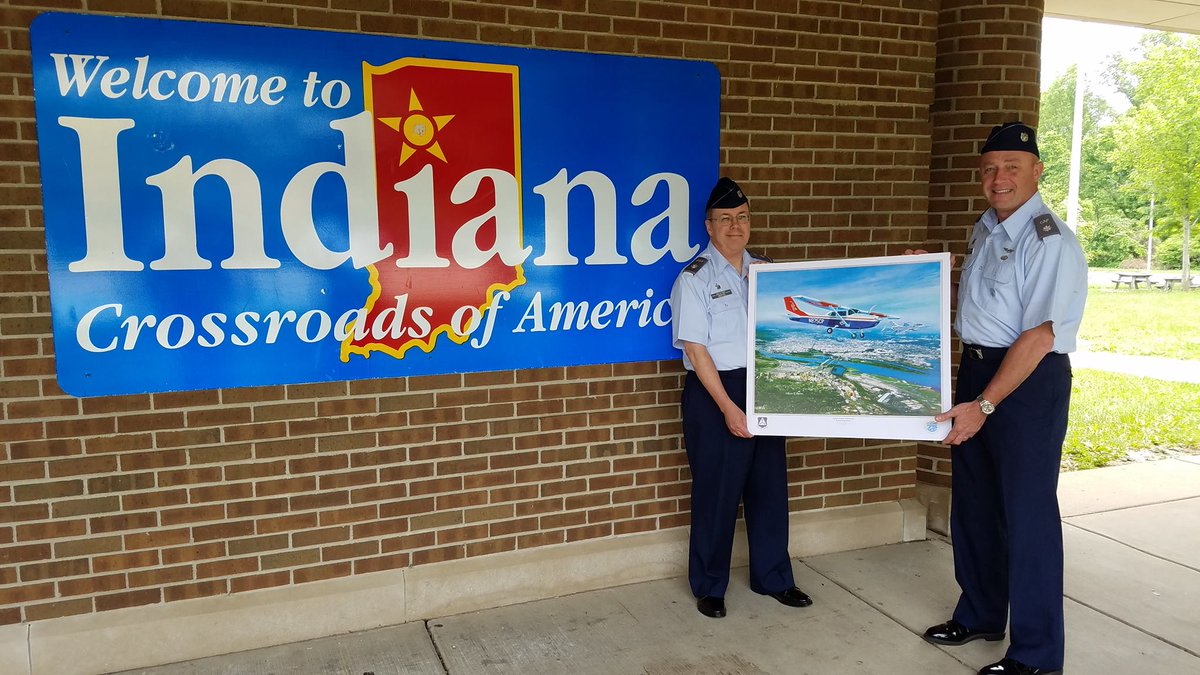 IndianaCAP's tweet photo. @IndianaCAP has received the #TotalForcePartners painting from @ILWGCAP. Currently, they are on their way to @IMS for some pictures with the iconic #Indiana institution; afterward, the painting will head to @OhioCap and then on to the Pentagon. https://t.co/1ywa2uGMJq