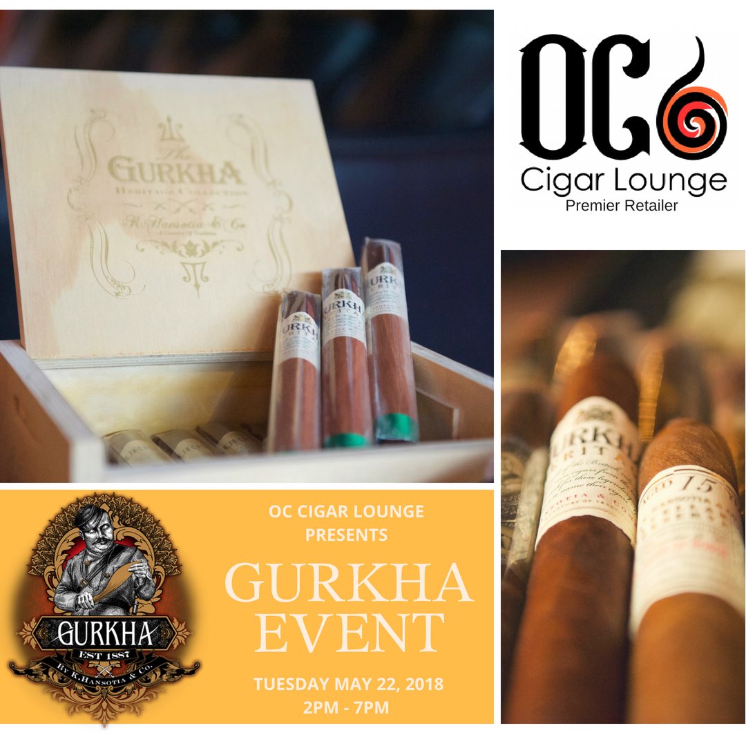 OCCigarLounge's tweet photo. The Gurkha cigar EVENT Tomorrow! Tuesday May 22 at OC Cigar! 5PM - 7PM. @gurkhacigars
#humidor #walkinhumidor #botl #sotl #instacigar #woodbridgeva #lortonva #fairfaxva #arlingtonva #alexandriava #dalecityva #triangleva #ftbelvior #quantico #washingtondc https://t.co/FOFnkpaJWF