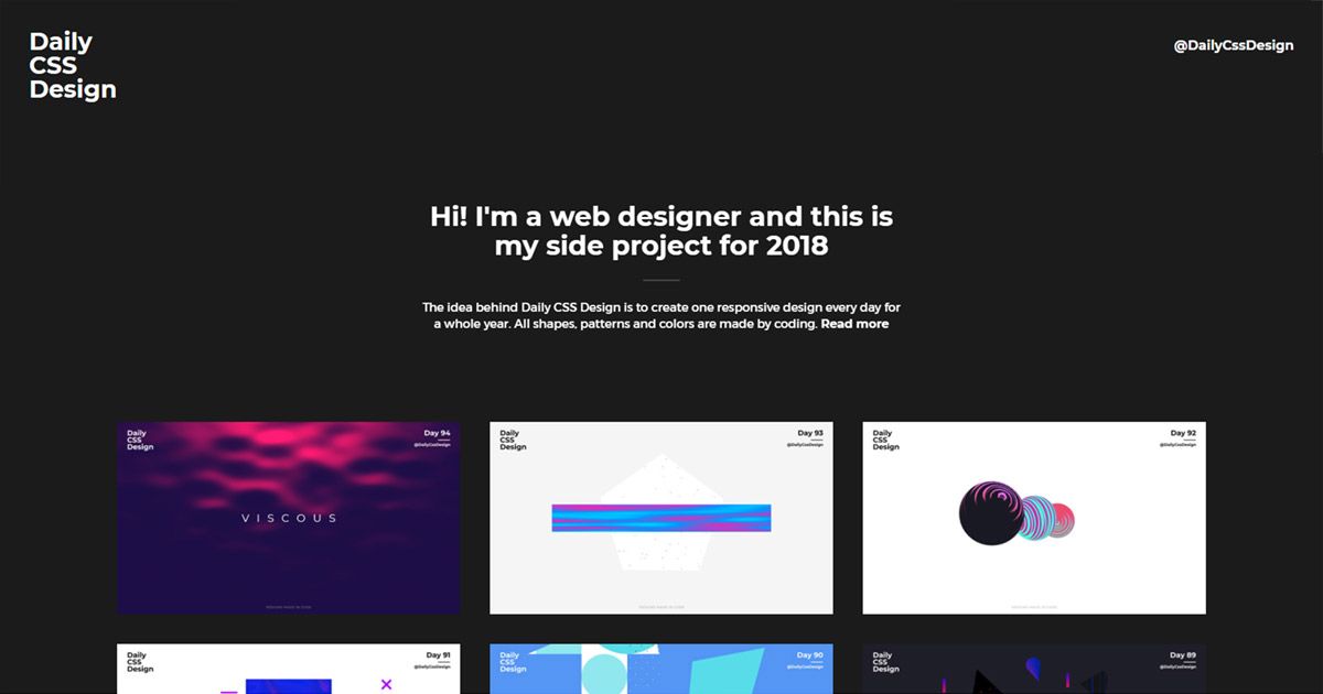 This side project by Bjørn Fjellstad showcases some experimental visual effects achieved with #CSS dailycssdesign.com #designinspiration