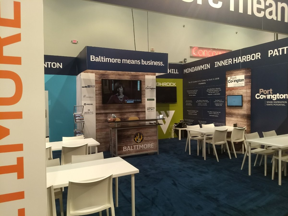 BDCBaltimore's tweet photo. Thank you to all of our sponsors, who supported Baltimore City's booth at #ICSCReCon this year. @MayorPugh50, #MCBRealEstate, @port_covington, #CommercialSettlementServices, #CavesValleyPartners, @DowntownBalt, #WorkshopDevelopment and #MorrisRitchieandAssociates https://t.co/2XcnqFpypG