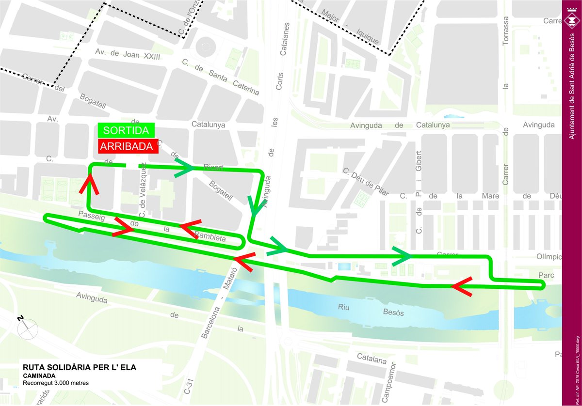 LaSansi's tweet image. Recorreguts oficials 3ª Cursa @CorreosExpress per l’Ela 10/06/18. Tornem al recorregut d 10km del 2016, una part pel port del fòrum i @decathlonforum Sortida de 5 i 10km a 9:30h i caminada de 3km a les 11h inscripcions a @XipGroc i amb llebres @corredors #cursasantadria#lasansi