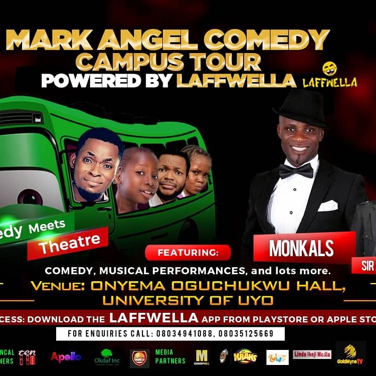 OkdafInc's tweet photo. The Mark Angel Comedy Campus Tour is happening live in Uyo this weekend in uniuyo. You can't afford to miss it. 
@markangelcomedy @denilsonigwe @emmanuella @auntysuccess @uniuyo https://t.co/NwwnQrl04X