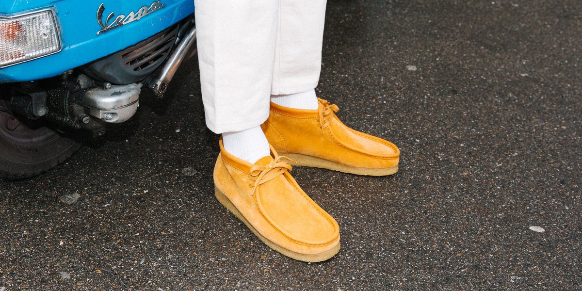 orange clarks wallabees