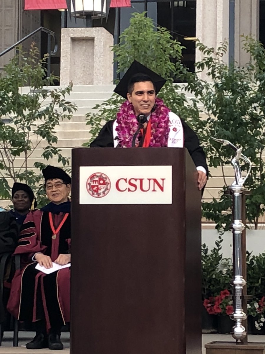 csunorthridge's tweet photo. “Graduation day marks the end of the journey for most of us, but it is also a day of celebration for those who have also supported us vigorously and ensured we are here on this occasion,” said student speaker Edwin Ocampo. #CSUNgrad18 https://t.co/QFtF9ct7GC