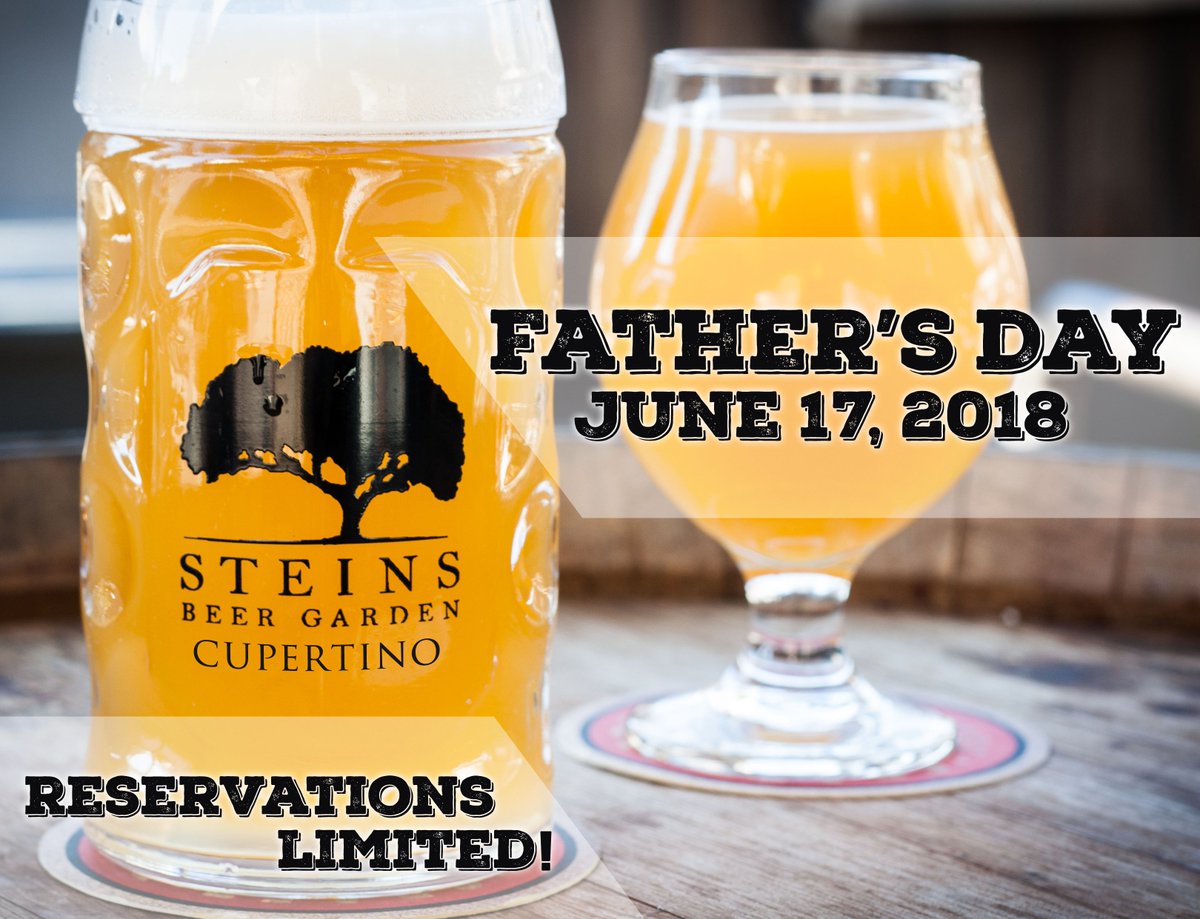 steinsbeer's tweet photo. Father's Day is coming up and we'd love to help you plan! Call us today to make your reservations or book with us through OpenTable! #steinsbeergarden #cupertino #steinscupertino #AllScratchKitchen #craftbeer #craftcocktails #fathersday #reservations #opentable #bayarea #honordad https://t.co/vcVtqyl8NB