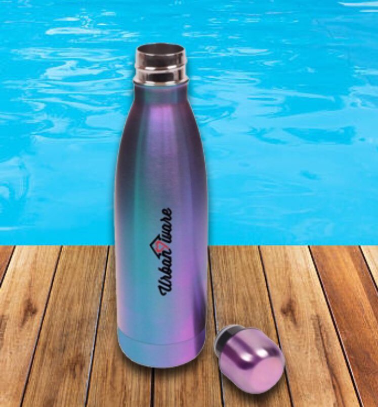 QP4you's tweet photo. Want a promo item that will attract some attention? The functional &amp; unique Unicorn Insulated Bottle may just be that item! It’s oil-slick/neo-chrome look is truly different in today’s sea of water bottle choices. #promotionalproducts https://t.co/jrEw7zn9Kx