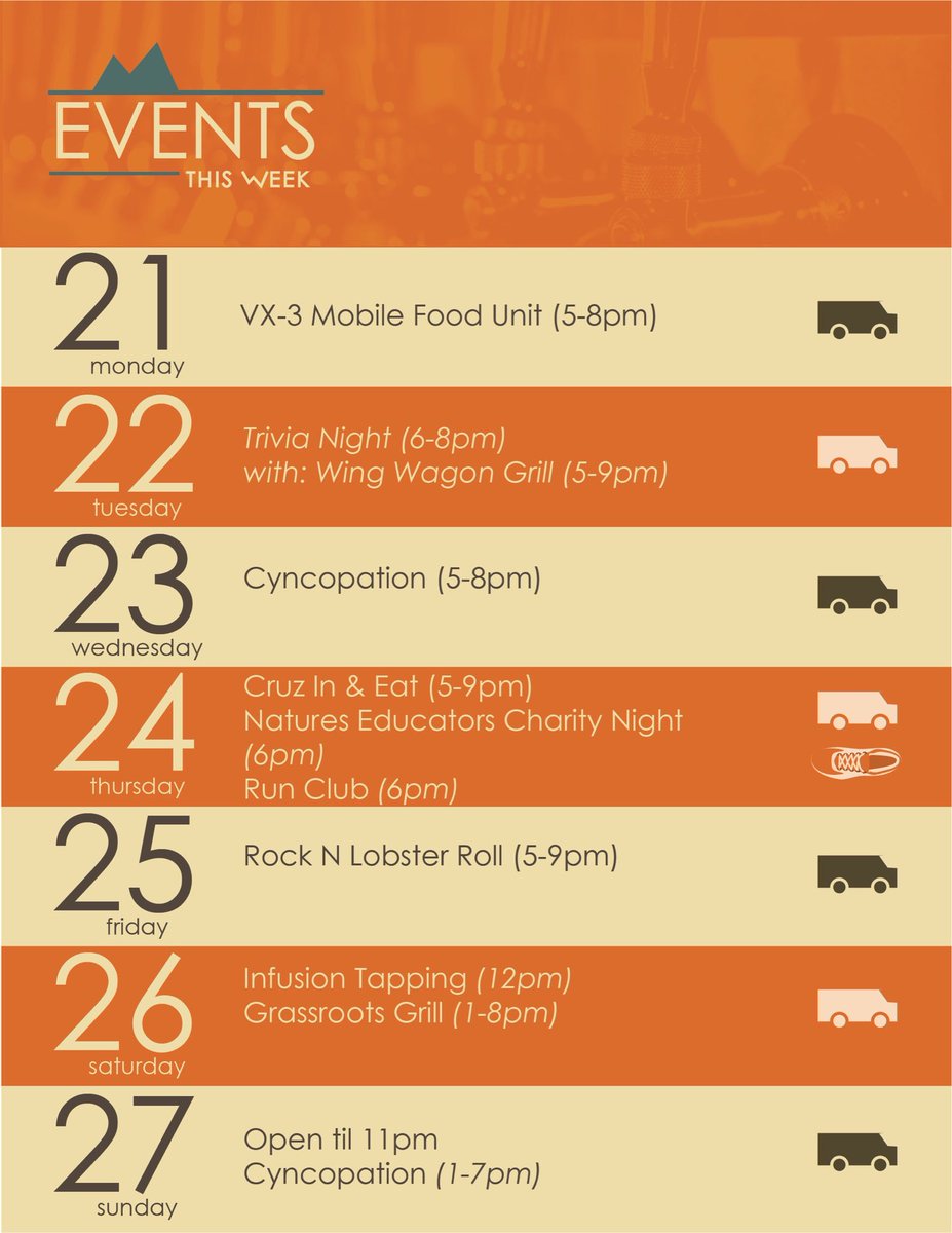 #foodtrucks #events #beer #runclub #charityofthemonth