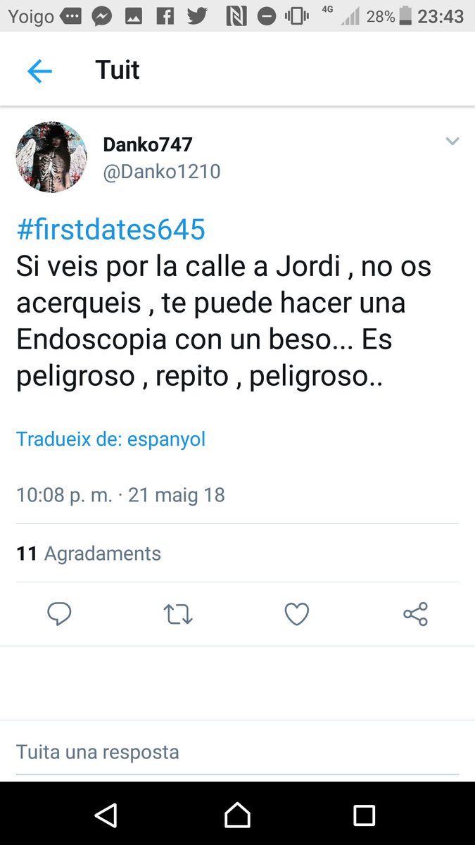 JordiakaLaJ's tweet photo. Aquí un selección de los mejores "haters" de mi cita con @DjTrevi. Gracias @Babsmadrid, @kosmo38, @Danko1210 @Pepinillo_Rick por vuestros "eulogios". Que Dios os guarde...Y se le olvide dónde.
O como dicen en mi país, #BonVentIBarcaNova #FirstDates645 https://t.co/HdfsS0pigP
