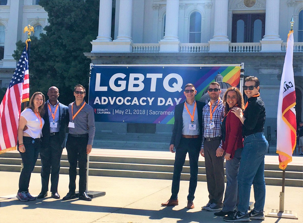 Policy in action! Members of the Center's Policy team and Resistance Squad volunteers are participating in #LGBTQAdvocacyDay in Sacramento today to help #LGBTQ youth and support for #HIV care. #ab2119 #sb918 #FosterCareMonth