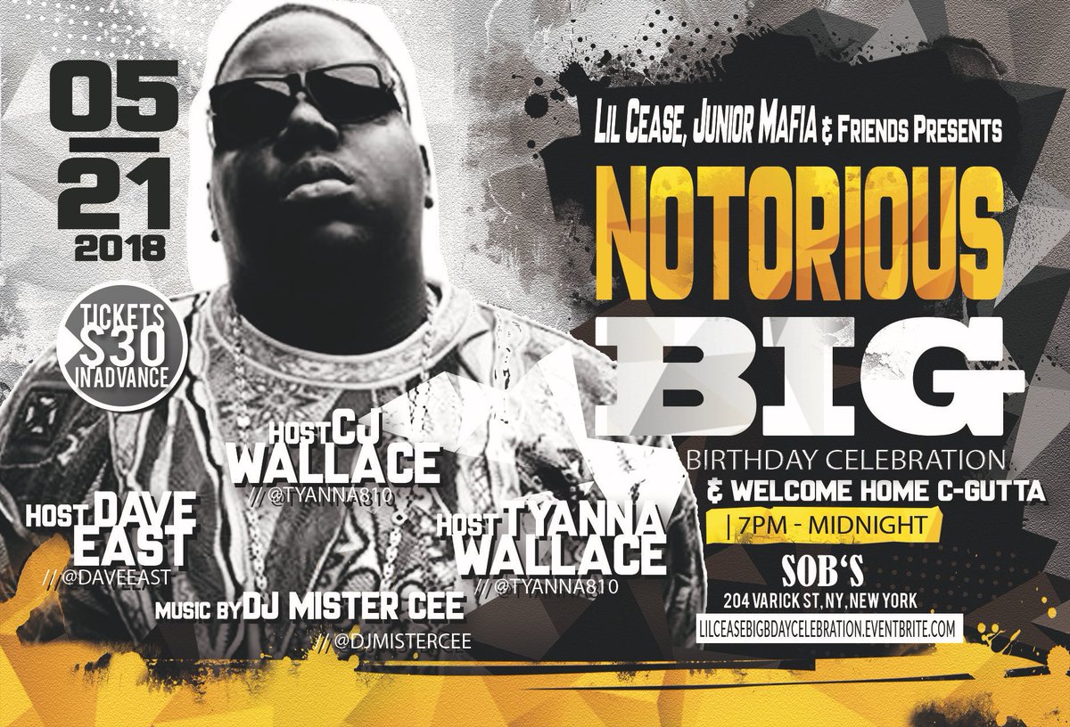 CarnegiePR's tweet photo. Happy Birthday Biggie! Tonight we shall celebrate your life! 🙏🏾❤️Pull up @SOBs https://t.co/RVowDrs3Dz https://t.co/G3eogHFwOu