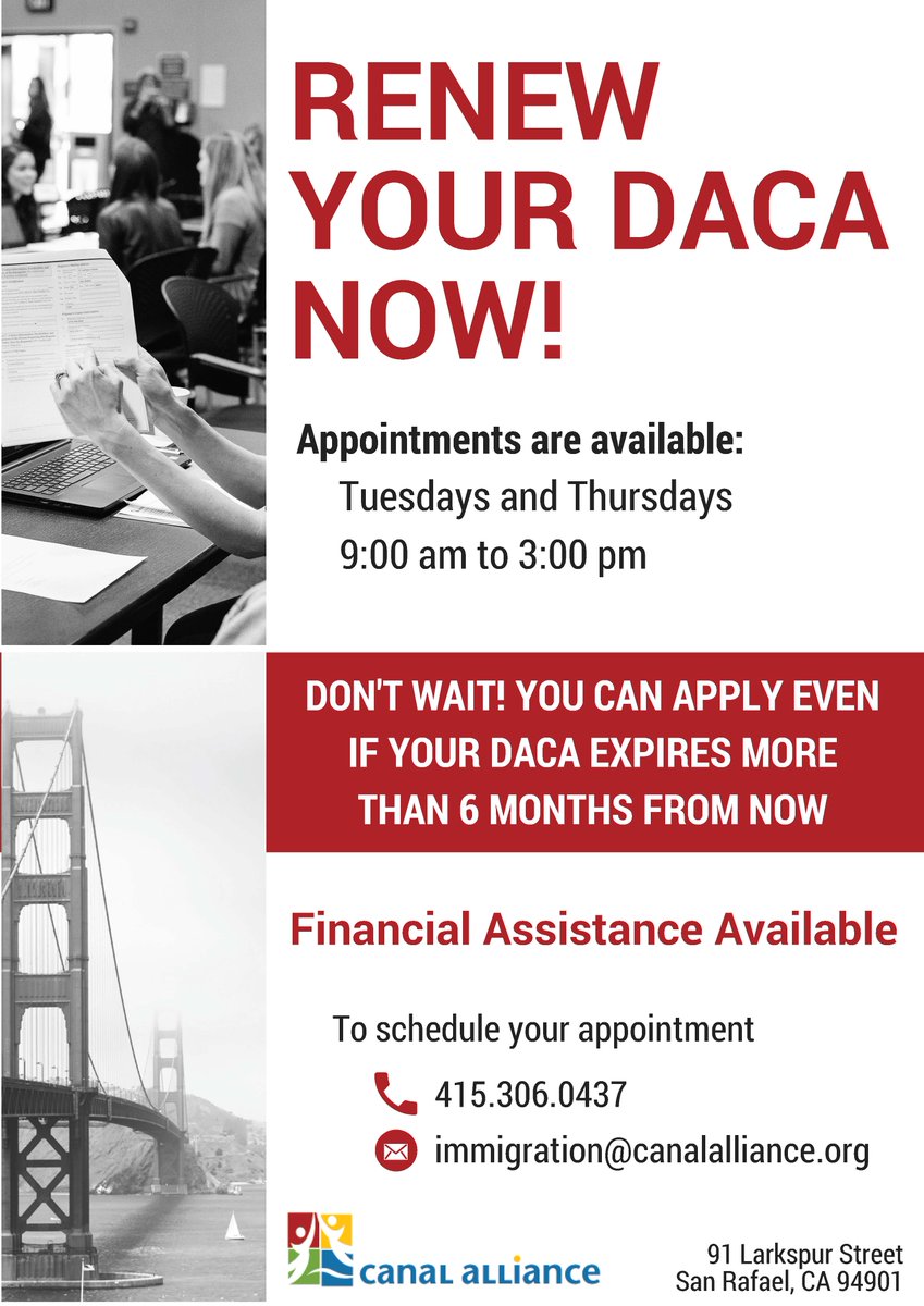 burkemaryjane's tweet photo. Renew your DACA today - support is available @canalalliance https://t.co/5KlSogZf2J