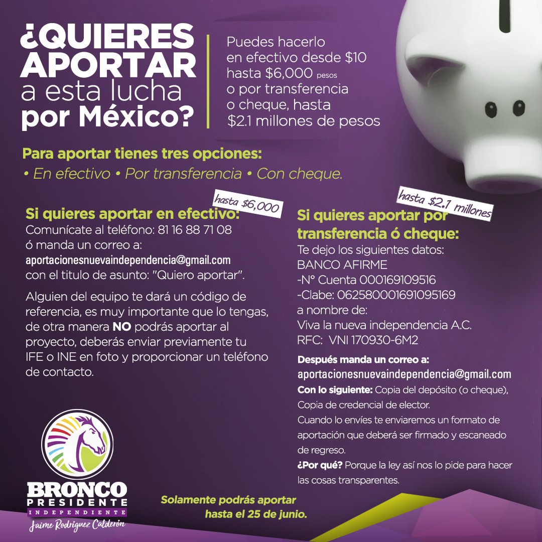 JaimeRdzNL's tweet photo. Si quieres aportar a este proyecto independiente aquí te dejo los datos necesarios para que seas parte de esta lucha. Todo es voluntario, recuerda que con el simple hecho de despertar conciencias ya estás cambiando el rumbo del país. Dale RT si ya despertarse una conciencia hoy. https://t.co/nWnz44LIxt