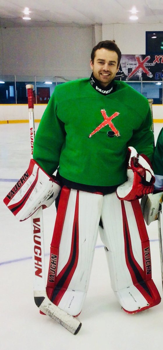 Xhockey's tweet photo. We have a birthday boy in our ranks! 🎂 #xhockeygoaltending @MarekBenda @VaughnHockey #customhandcrafted #unrivaledpotential https://t.co/HVjX8HDIZa