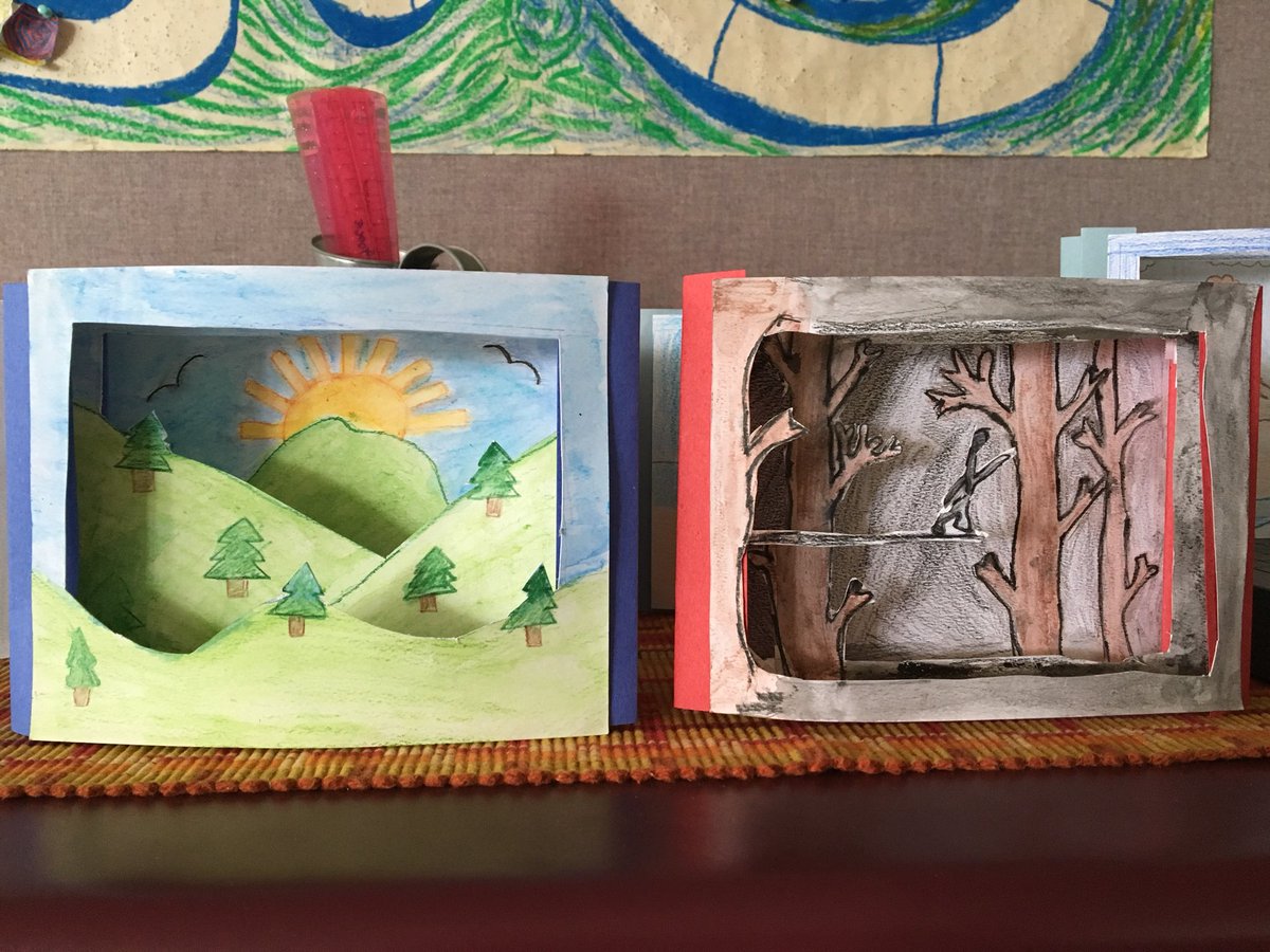 MsOToole32's tweet photo. Tunnel books! #6thRDV. Next step...haiku! https://t.co/mdIbQjO5Dg