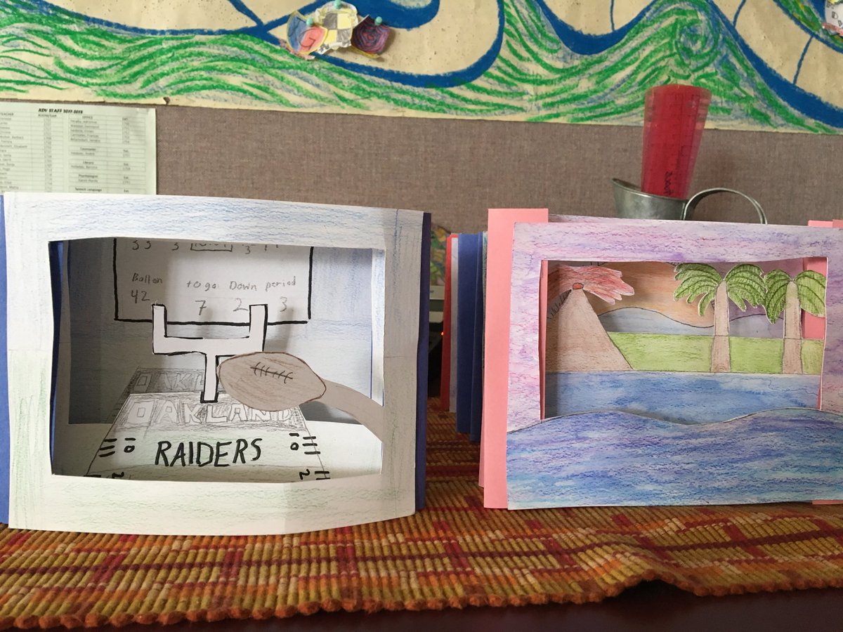 MsOToole32's tweet photo. Tunnel books! #6thRDV. Next step...haiku! https://t.co/mdIbQjO5Dg