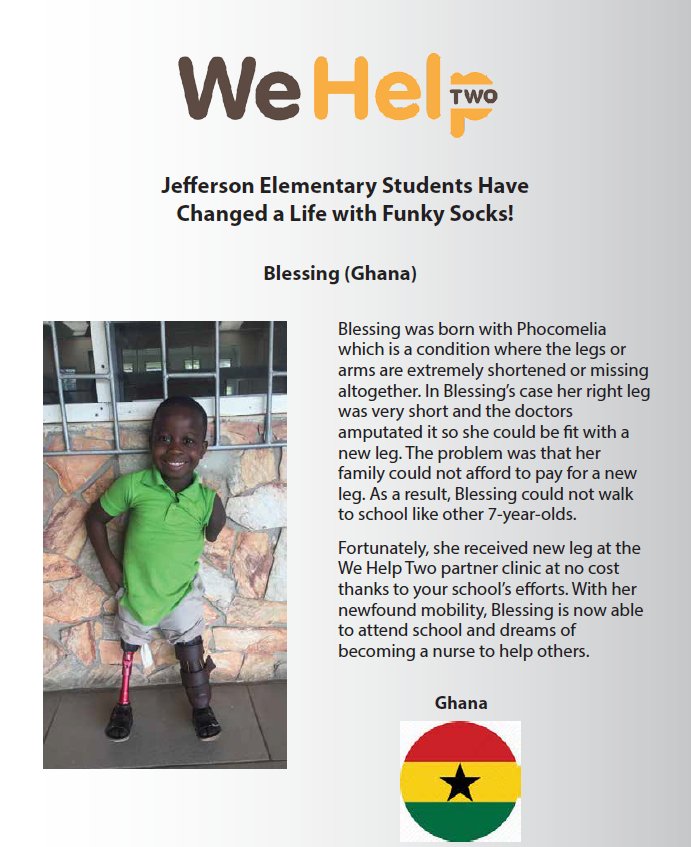 Our "We Help Two" Funky Sock Sale was a success! Who knew buying funky socks would mean so much? #wehelptwo #jeffersonIB #cusdlearns