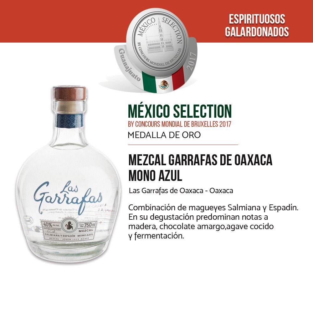 México Selection by CMB on X: Mezcal Garrafas de Oaxaca Mono Azul fue  galardonado con Medalla de Oro en la categoría de Espirituosos del  @MexicoSelection by CMB 2017.  / X