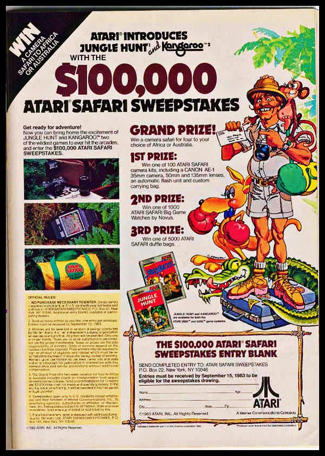 1981, Atari Jungle Hunt and Kangaroo Safari Contest #VintageAd

#1980s #videogame #atari