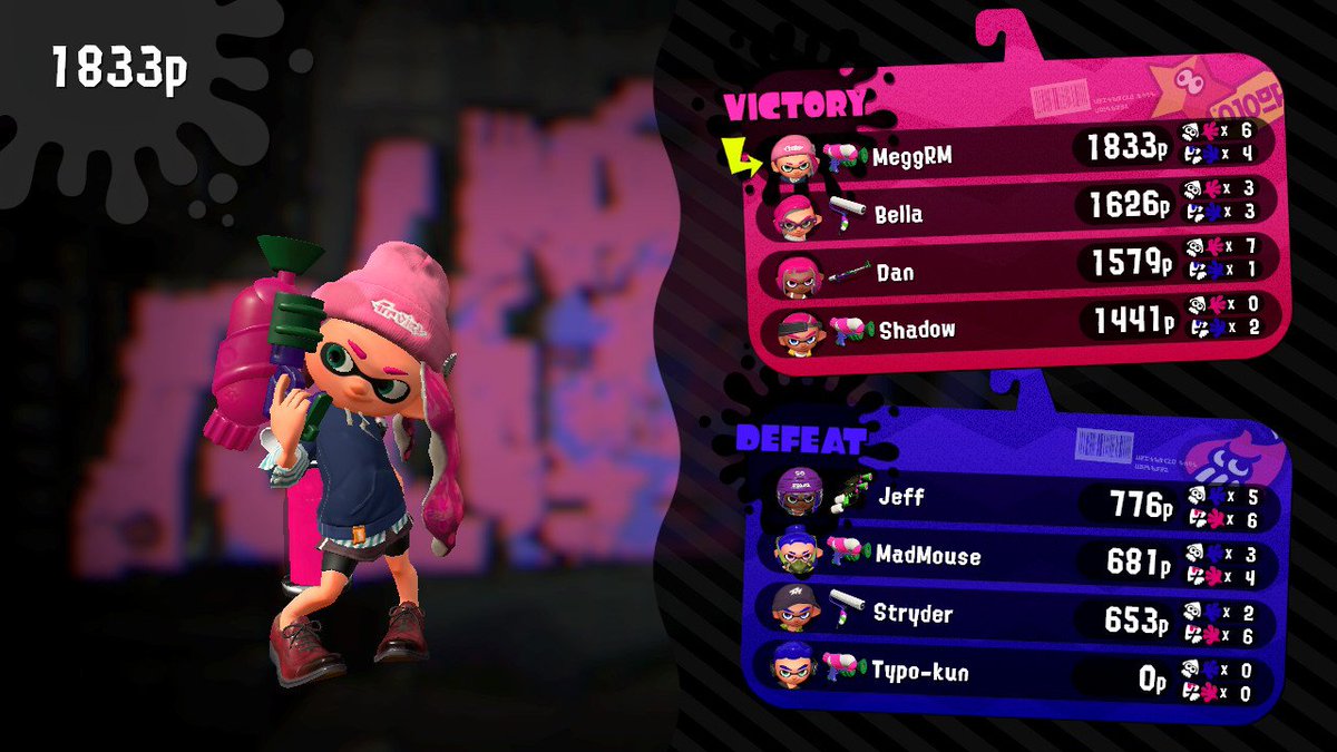 MeggRM's tweet image. this pic was from the demo.
guess they changed their minds about showing death numbers #Splatoon2 #Testfire #NintendoSwitch