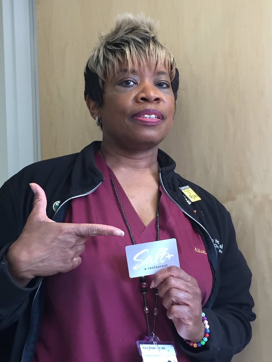 Lutheran_Nurses's tweet photo. #CCLutheranHospital nurse Alice won a gift card to Salt + in Lakewood. Thanks for supporting us during #nursesweek2018! https://t.co/odSJdwvlHZ