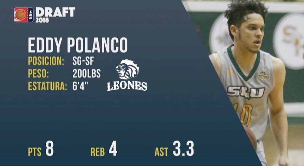 LeonesBBClub's tweet photo. Eddy Polanco es nuestra primera escogencia en el #DraftLNB2017. ¡Bienvenido! #Ruge #UnEquipo #UnaCiudad #Leones #SantoDomingo 🏆🦁🏆 https://t.co/ILeizyJECG