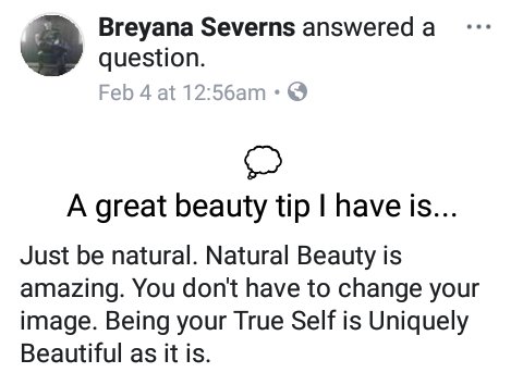 breyana_allyse's tweet image. #FaceBook is like a &apos;Pre- Interview preparation service&apos;.  🤣 I should start showing my Important answers, like this one. #SingerSongWriter #MiniInterview #BeautyTip #BeYou #NaturalBeauty