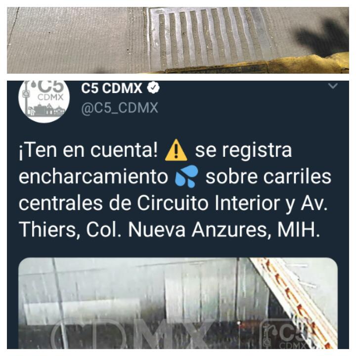 testigocreacion's tweet photo. Es urgente, para evitar "encharcamientos", destapar areneros y coladeras @072CDMX de circuito interior, carriles centrales y laterales, entre Chapultepec y Marina Nacional, en colonias #AnzuresCDMX, Verónica Anzures y Cuahutemoc. Entre Delegación Cuahutemoc y Miguel Hidalgo, CDMX https://t.co/XOzQAurkGa