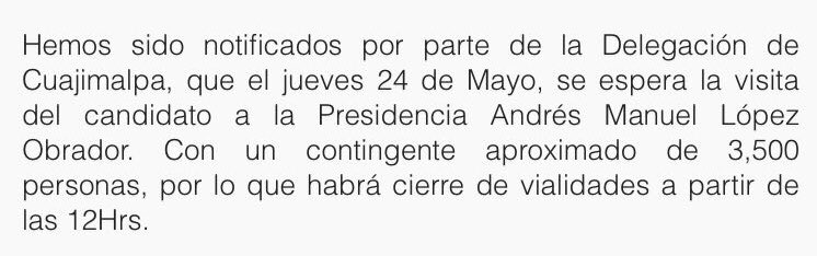 ColonosSantaFe's tweet photo. Aviso importante para este jueves 24 de Mayo. Tomen sus precauciones https://t.co/gwHD7TCyeW