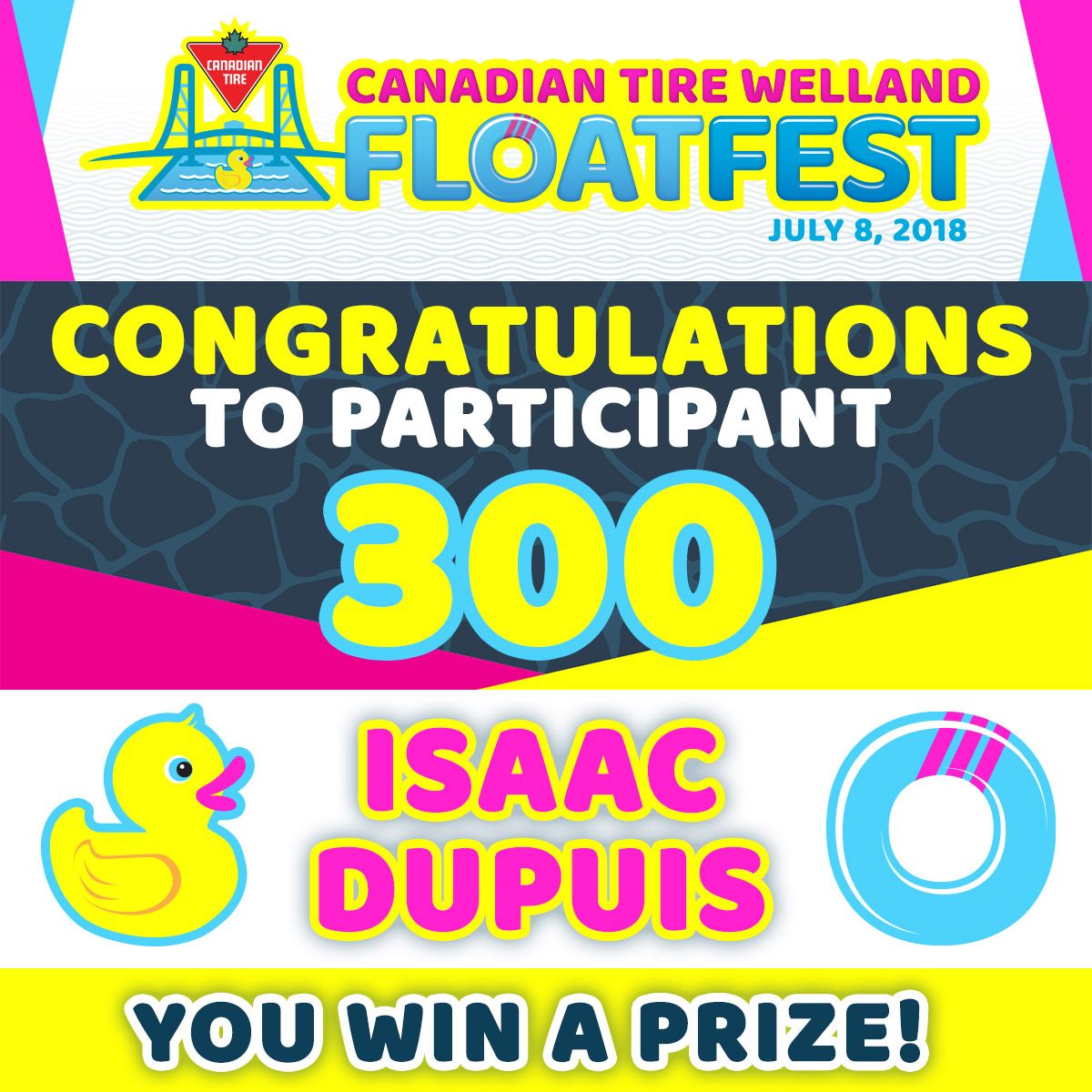 Wellandfloats's tweet photo. Congratulations to our 300th participant - Isaac Dupuis! Please visit the VIP tent on the day of the event to get your prize!

Want to win the next one? Register today! https://t.co/fjtww1H9lo https://t.co/nLkdZnway7