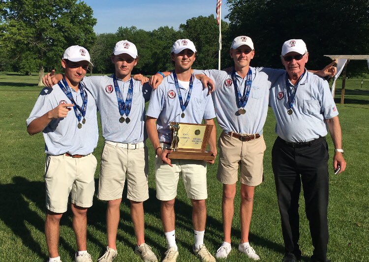 MorristownBeard's tweet photo. Congrats to the #MBS boys golf team for capturing the @NJSIAA Non-Public B title today in Hopewell. The Crimson were led by Matt Karrat ‘19, who shot a 1-under par 71. Pat Ryan ‘18 and Will McCann ‘18 were also individual medalists. Go Crimson! @AthleticsMBS https://t.co/sBY8H44cY5