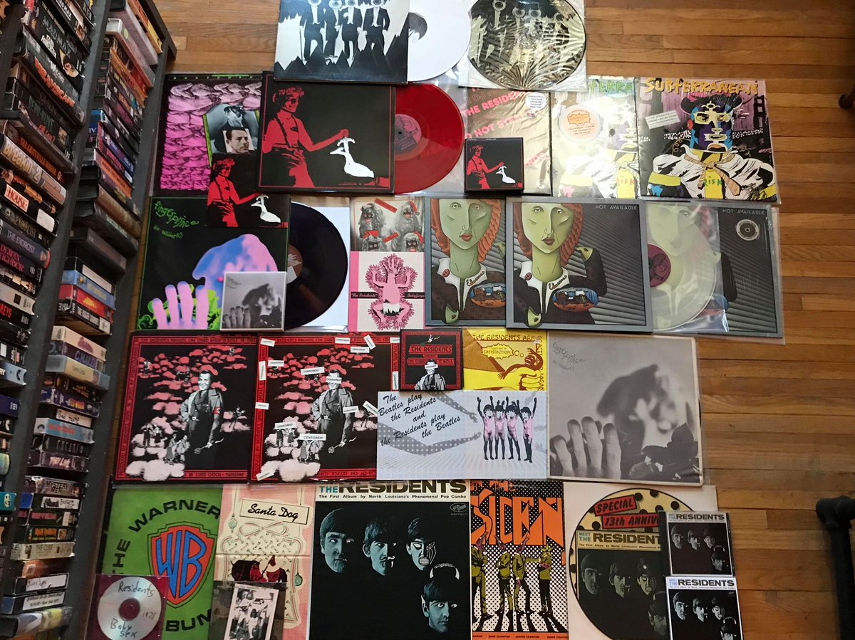 SecretRecordsWI's tweet photo. Part 1 of 5 of our personal collection of @theResidents music. This is just their music recorded in the 1970's. We'll have a new LIMITED release announced real soon. #vinylcollection #vinylrecords #residents #snakefinger #limitededition https://t.co/wYDx44vnXg