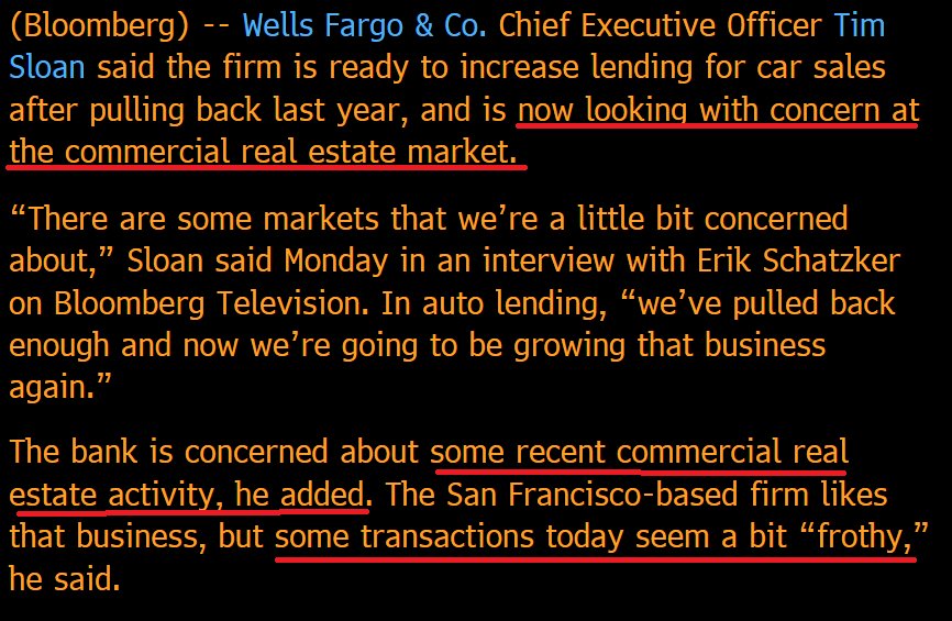  $WFC concerned about frothy transactions in CRE