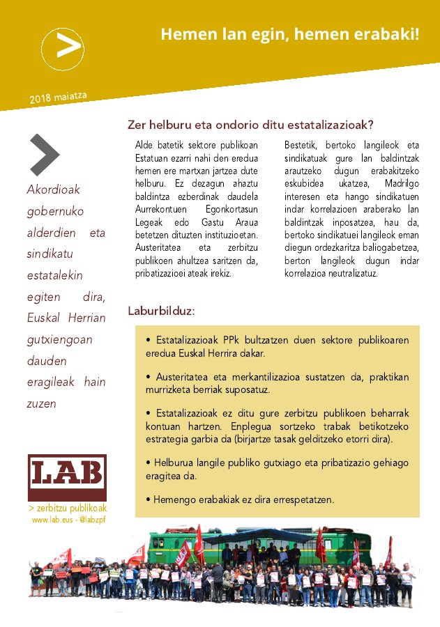LABpublikoa's tweet image. #LangileBORROKA 
#M30 #EstatalizazioaPrekarizazioa 
#HemenErabaki
[INFO PDF] Estatalizazioa zerbitzu publikoetan 
labur.eus/Og2Vg
