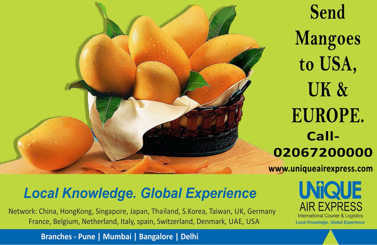 Now Send #Alphonso & #Kesar #Mangoes to #USA, #UK & #Europe with Best #Offers. Book Your Mangoes today. Call 18002091025
Or You can Place Your #Order at uniqueairexpress.com/placeorder.aspx
#Hapoos #RatnagiriMangoes #DevgadhMangoes #KesarMangoes #MangoesinUSA