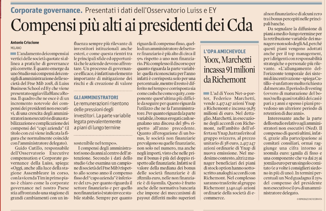 Donato Ferri On Twitter I Dati Dell Osservatorio Luiss E Ey Ci Mostrano Le Evoluzioni Dei Compensi Dei Cda E Il Ruolo Importante Dei Modelli Di Governance Ey Italy Https T Co Igxmnjzu58