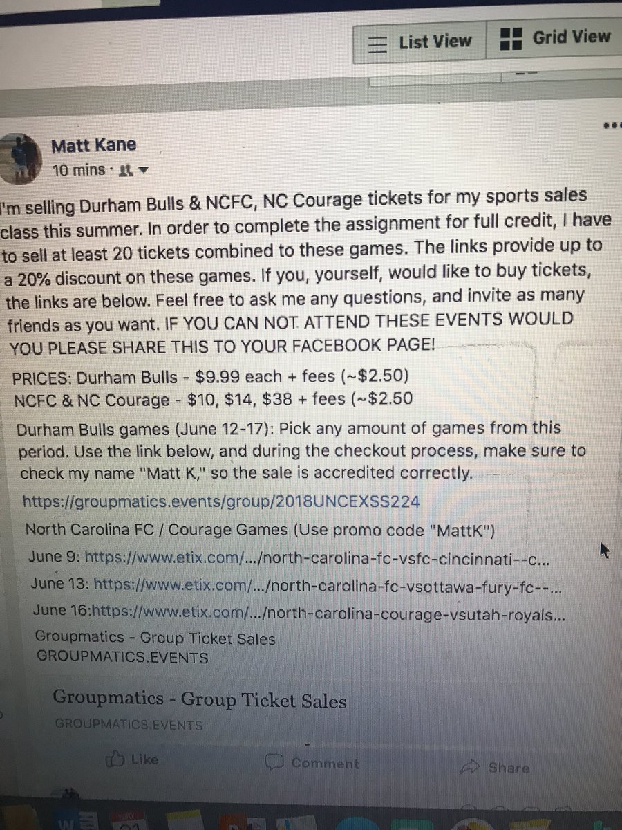 mattkane777's tweet photo. Please go buy some tickets to these games in Durham! If you don’t live in the area or can’t attend please retweet this tweet! @DurhamBulls @UNC @NorthCarolinaFC @TheNCCourage https://t.co/t8ZfPfTtez