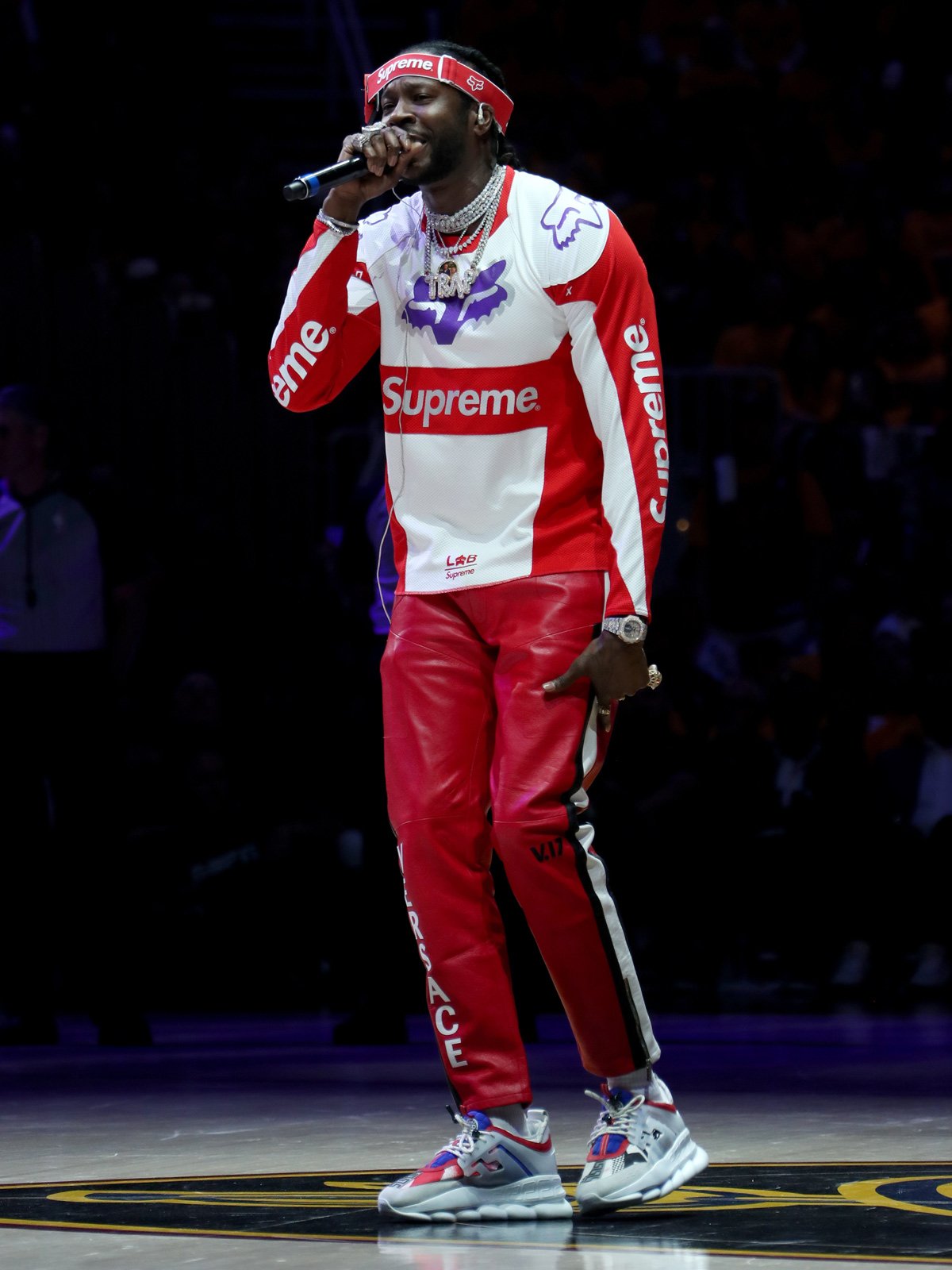 SoleCollector.com on X: #SoleWatch: @2Chainz performing at Game 4 in the Versace  Chain Reaction sneaker.  / X
