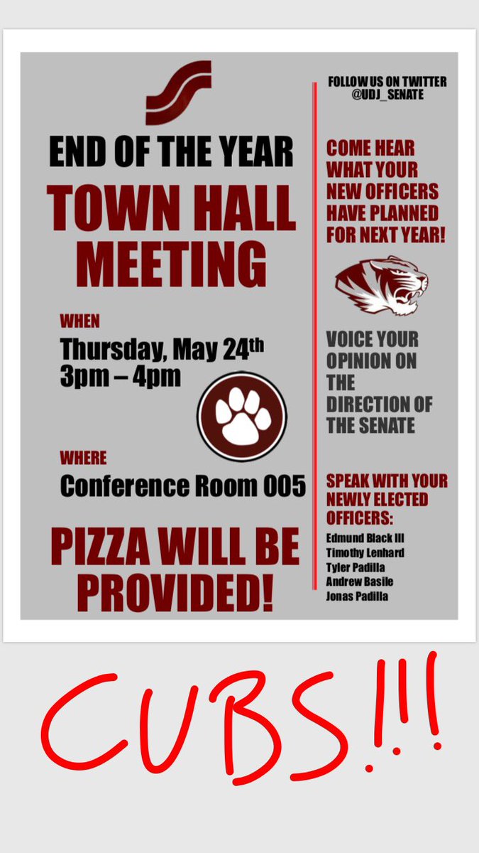 UDJ_Senate's tweet photo. THIS THURSDAY 3-4pm. Help us finish the year strong and begin planning for next year💯🏫 https://t.co/9MN5IfYM5C