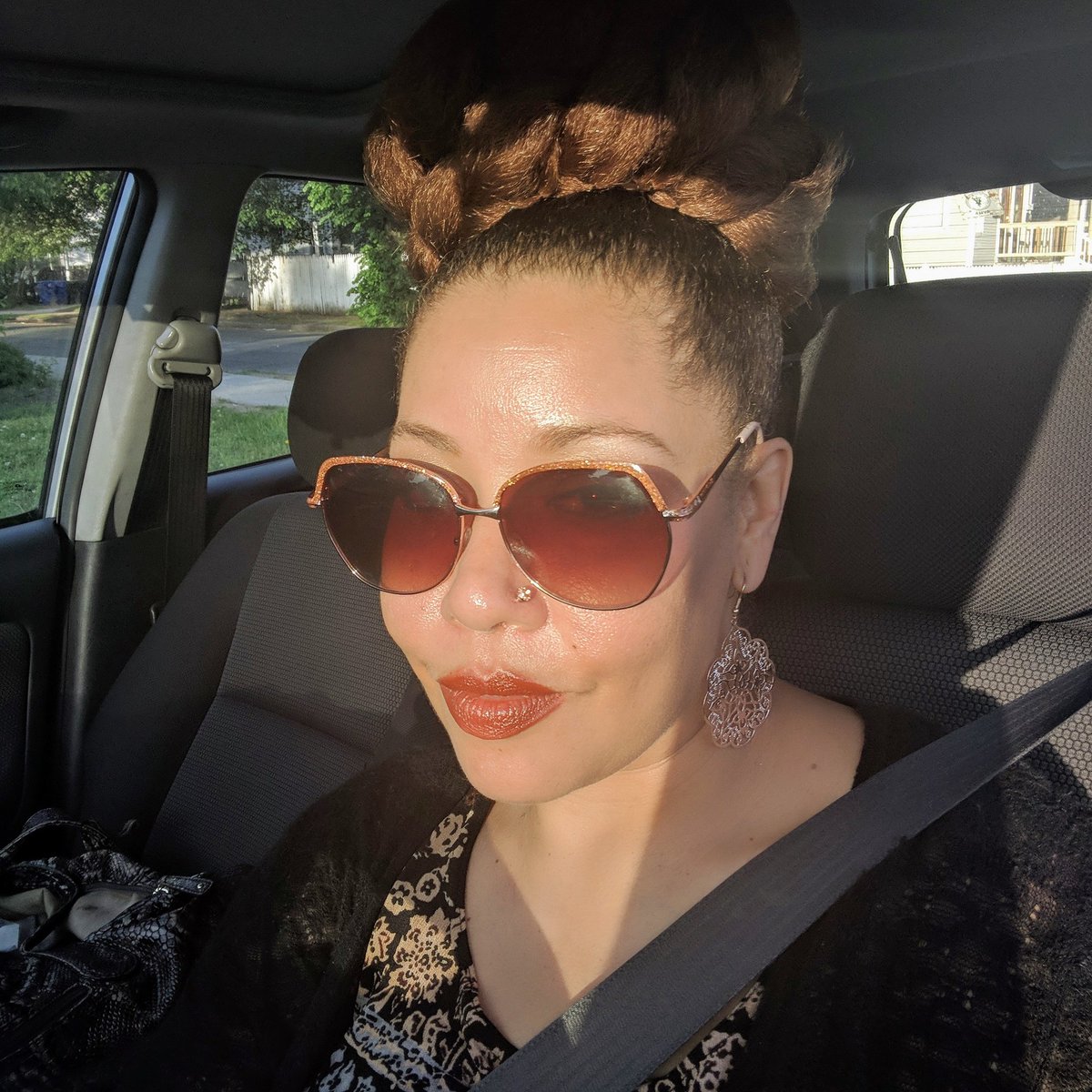 AlysiaCutting's tweet photo. 🌞 The obligatory #carselfie just because 🎶 it was a good day 🎶 *in my Ice Cube voice* 😎 #justcallmesunshine #bighair #sunshine https://t.co/enLy46Un7K