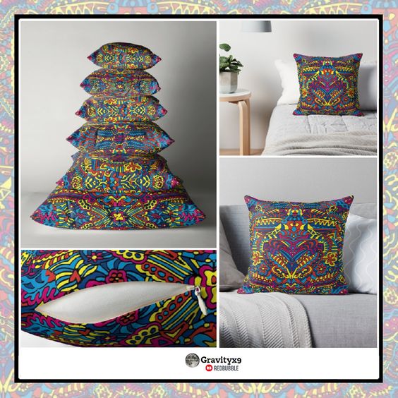 gravityx9's tweet photo. Groovy Doodle Colorful Art by #Gravityx9 Designs at #Redbubble - Colorful illustration of shapes and symmetry – Black outlines bright yellows, pinks, reds and blues. - #decorativepillow #accentpillow #pillow #colorfulpillow #homedecor #doodleart * https://t.co/fffFtX75TC https://t.co/vWdJ2S0lYt