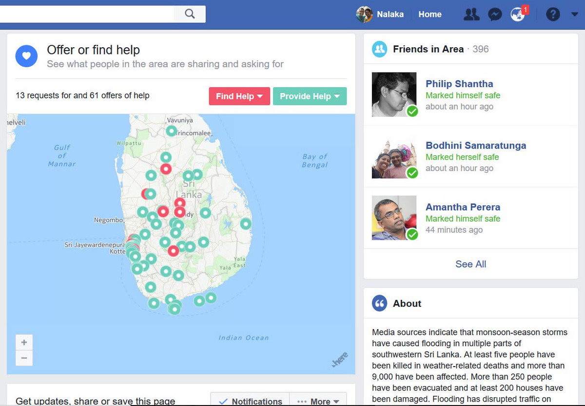 NalakaG's tweet photo. As #monsoon-season storms cause flooding in multiple parts of southwestern #SriLanka, @facebook turns on its #SafetyCheck. Those needing & offering #disaster relief can use this platform. #FloodSL #SLFlood #StaySafe
https://t.co/aqWeA623Up https://t.co/7MY1zvLPP5
