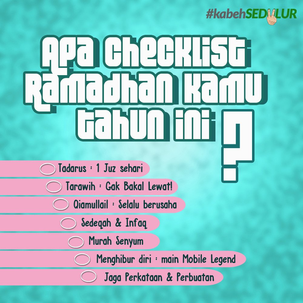 Apa Checklist Ramadhan Kamu tahun ini ?? #Ramadhan2018  ,  #KabehSedulurKabehMakmur  , #GusIpulPutiMenang  ,  #GusIpulMbakPuti