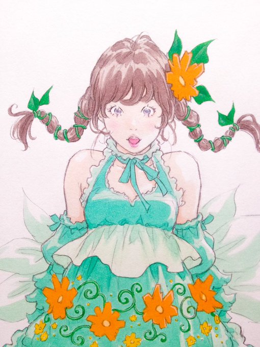 「bangs green dress」 illustration images(Oldest)