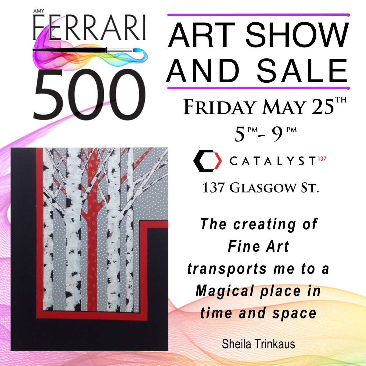 Unique to this region, an Art show of this size completely created by the artists themselves. See you Friday <a href="/Catalyst137kw/">Catalyst137</a>